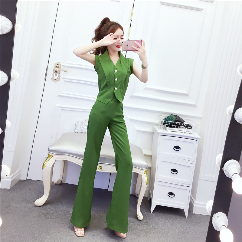 Slim temperament tops fashion long pants a set for women