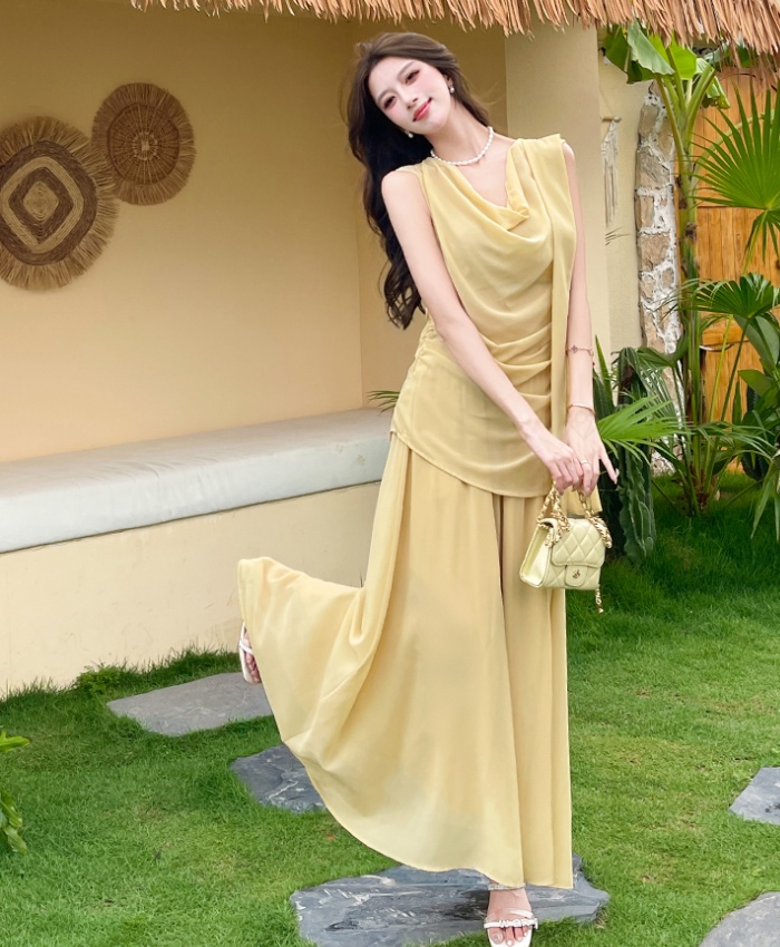Summer fashion long skirt temperament tops 2pcs set
