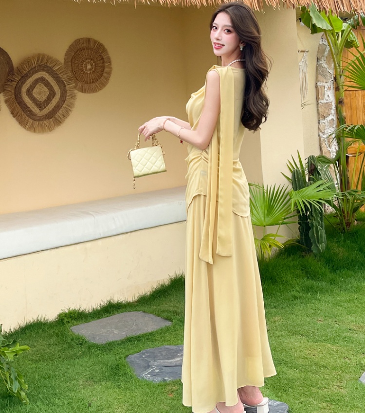 Summer fashion long skirt temperament tops 2pcs set