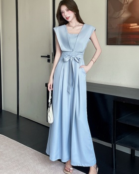 Fashion summer long pants slim bow jumpsuit