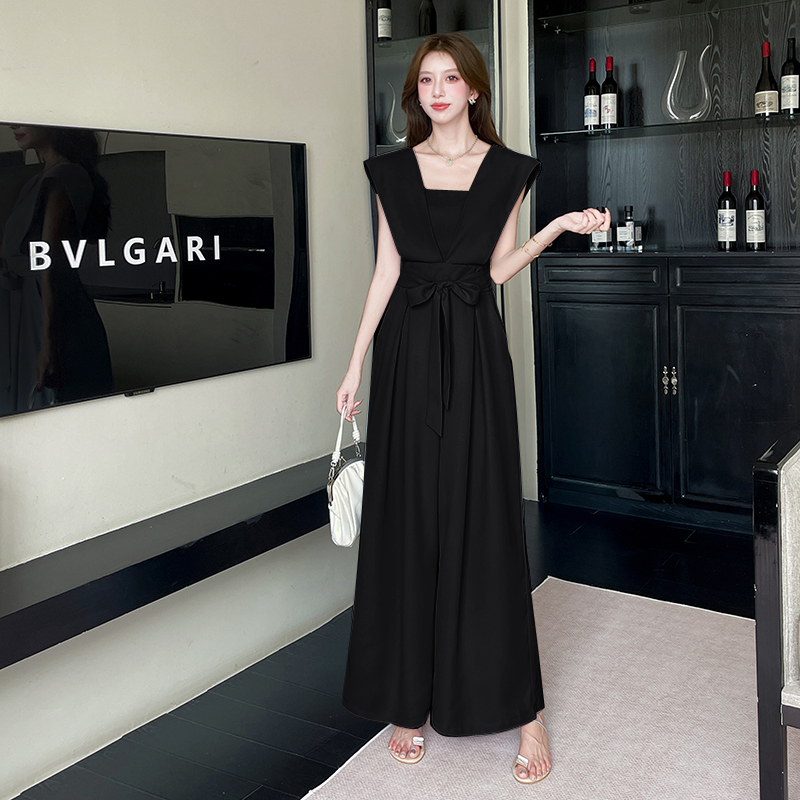 Fashion summer long pants slim bow jumpsuit