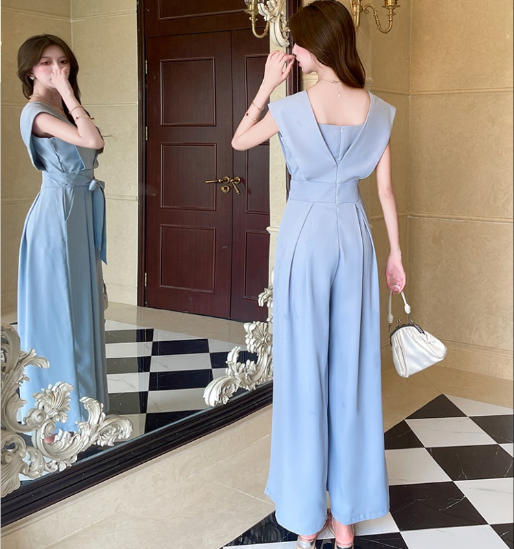 Fashion summer long pants slim bow jumpsuit