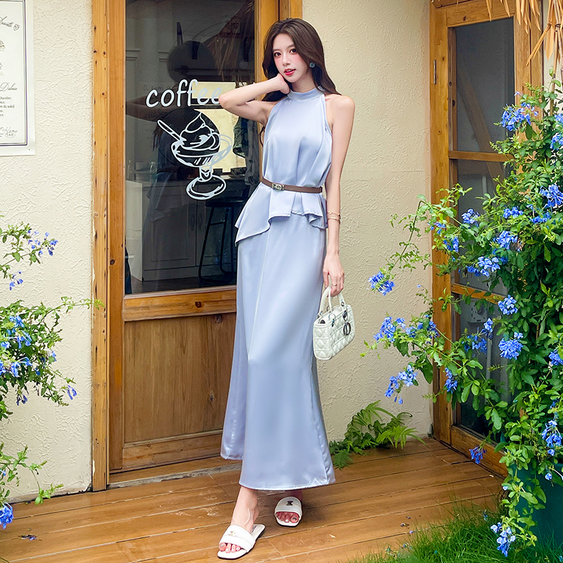 Summer fashion tops temperament long skirt 2pcs set