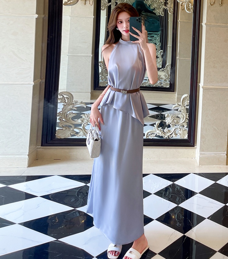 Summer fashion tops temperament long skirt 2pcs set