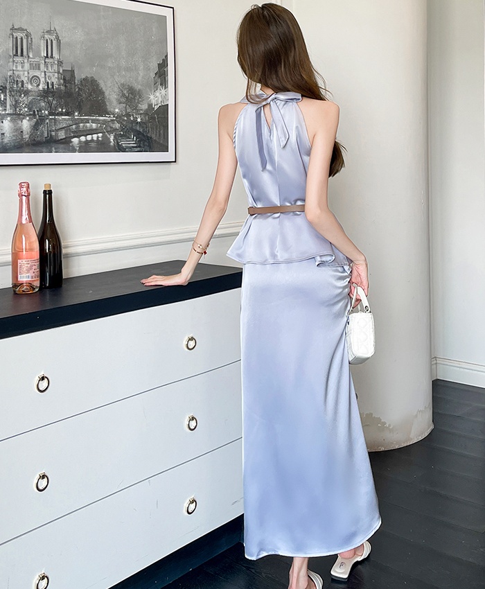 Summer fashion tops temperament long skirt 2pcs set