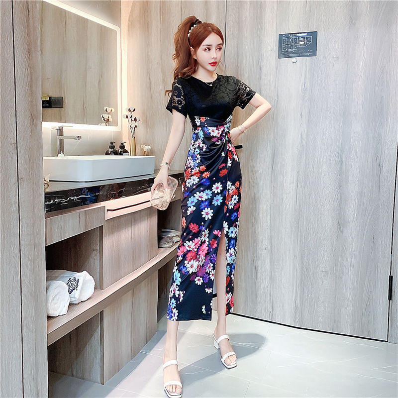 Fashion package hip long dress printing summer dress