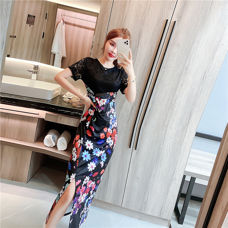 Fashion package hip long dress printing summer dress