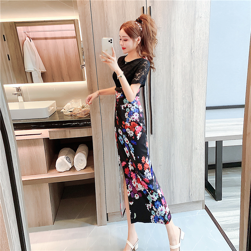 Fashion package hip long dress printing summer dress