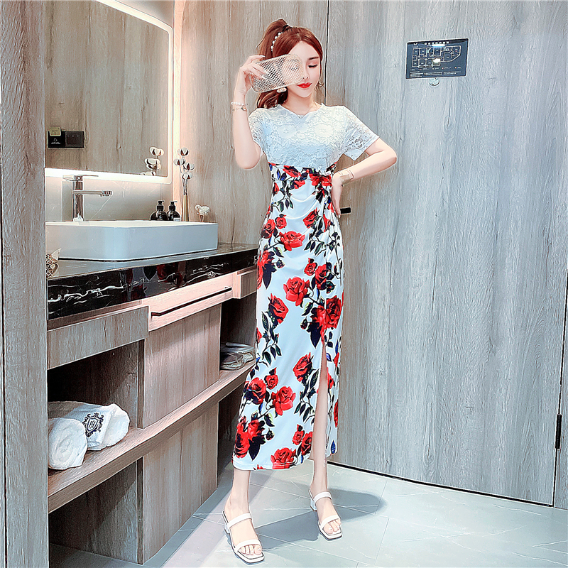 Fashion package hip long dress printing summer dress