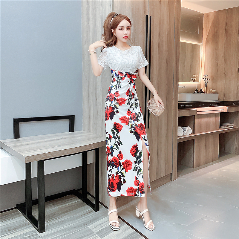 Fashion package hip long dress printing summer dress