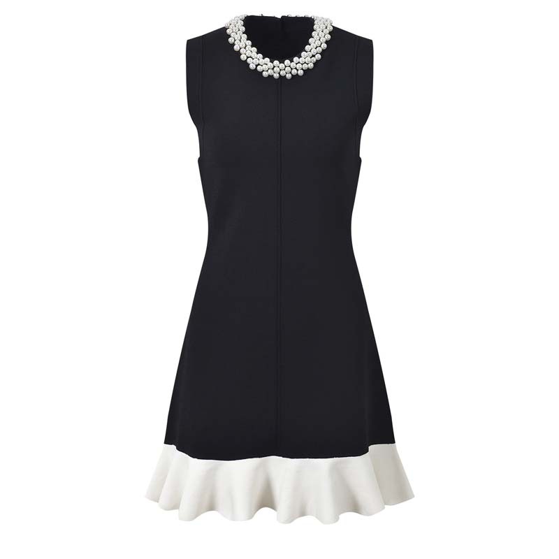 Sleeveless slim T-back lotus leaf edges temperament dress