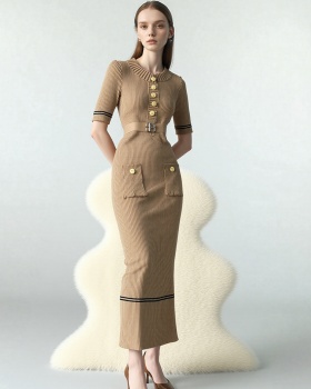 Knitted bottoming European style summer waistband dress