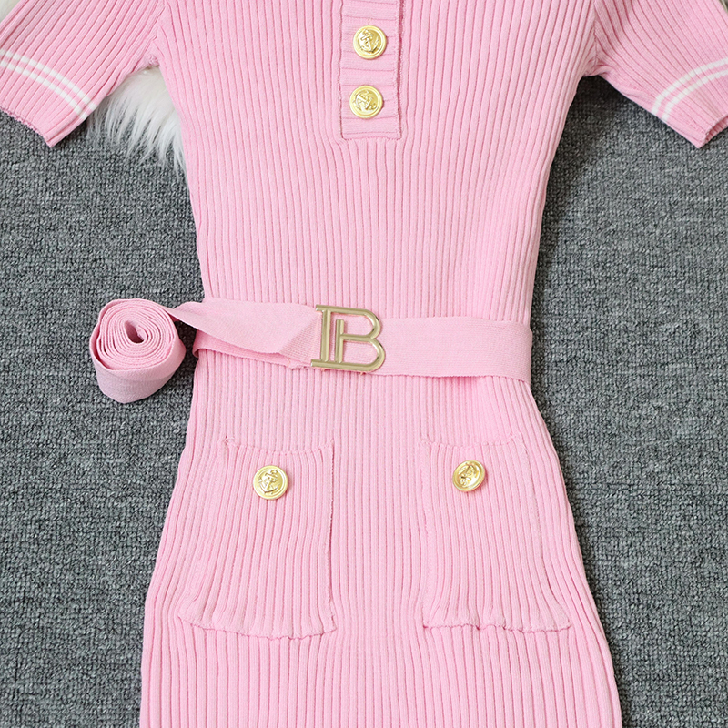 Knitted bottoming European style summer waistband dress