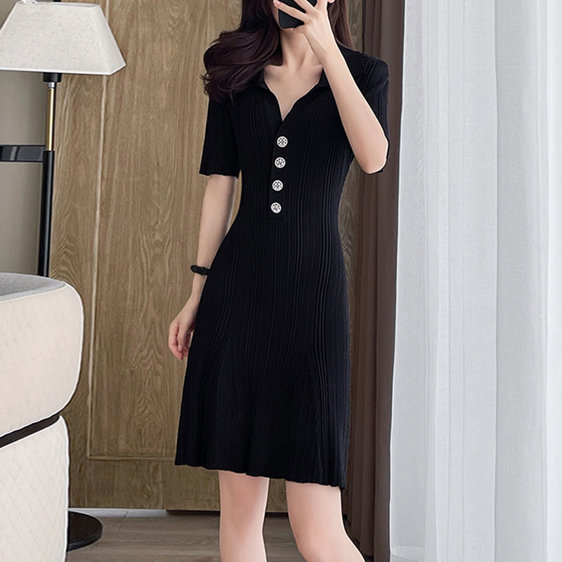 Short sleeve A-line summer thin ice silk white dress for women