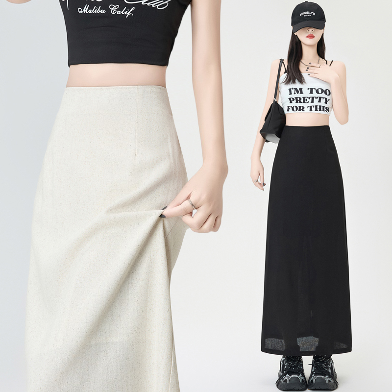Ice silk summer skirt A-line one step skirt for women
