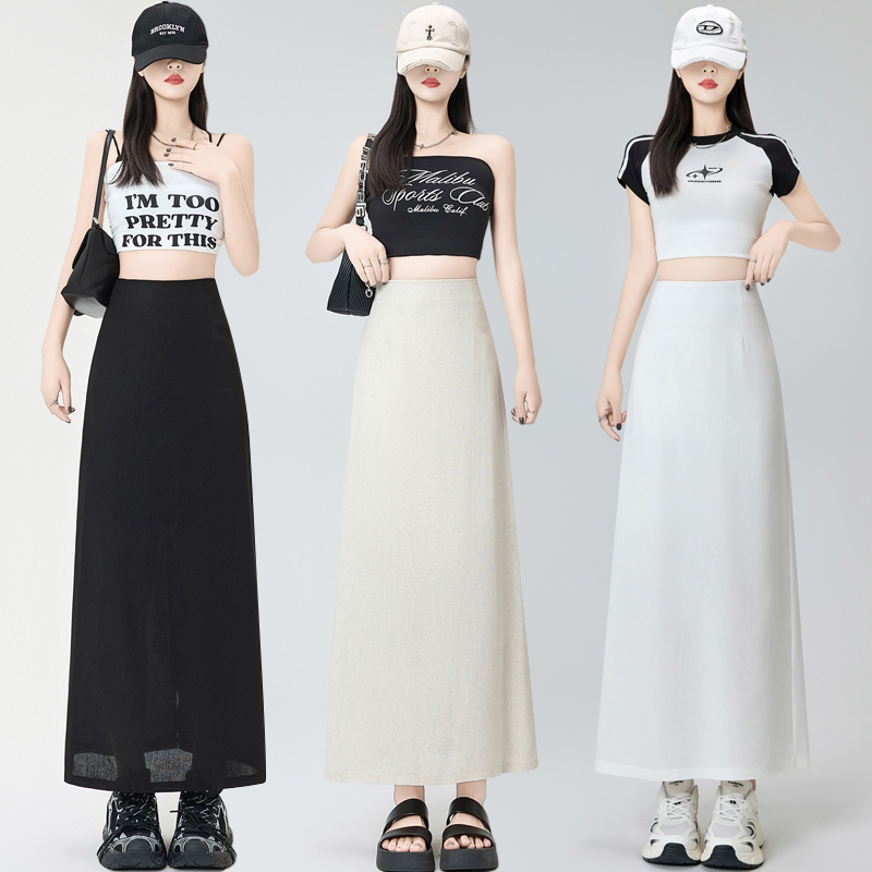 Ice silk summer skirt A-line one step skirt for women