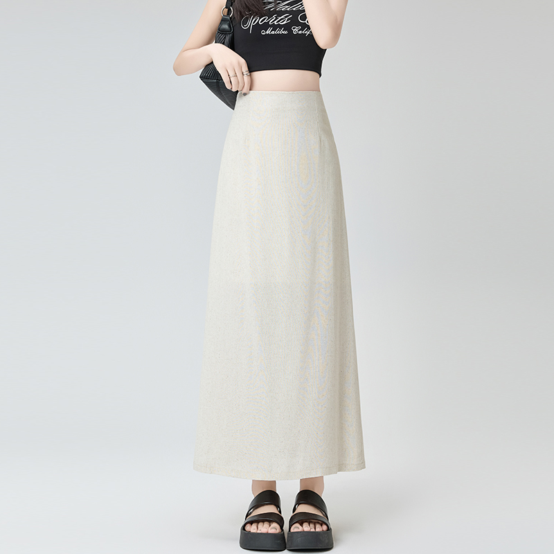 Ice silk summer skirt A-line one step skirt for women