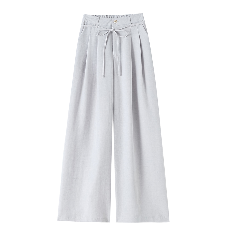 Casual flax suit pants summer cotton linen wide leg pants