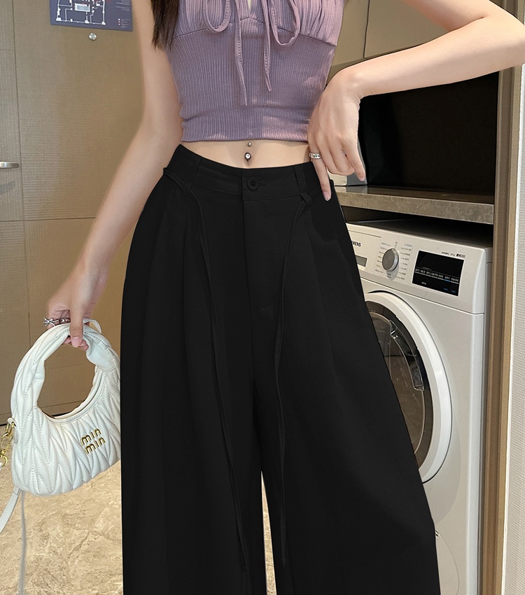 Casual flax suit pants summer cotton linen wide leg pants