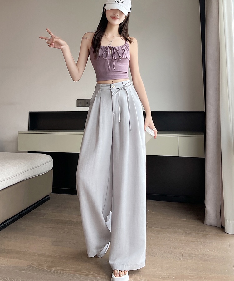 Casual flax suit pants summer cotton linen wide leg pants