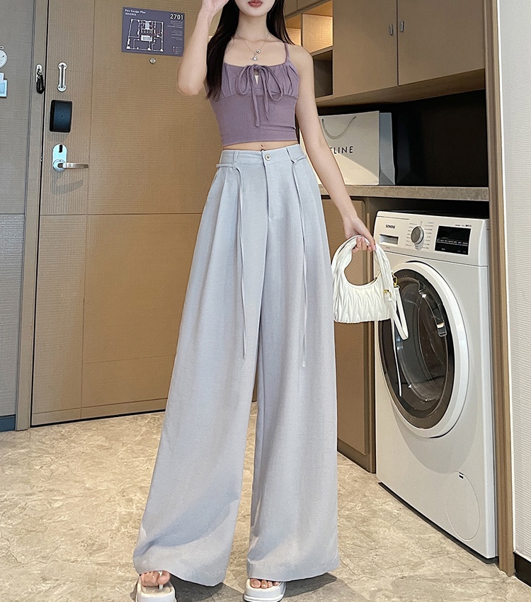 Casual flax suit pants summer cotton linen wide leg pants