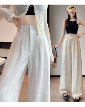 Cotton linen wide leg pants suit pants for women