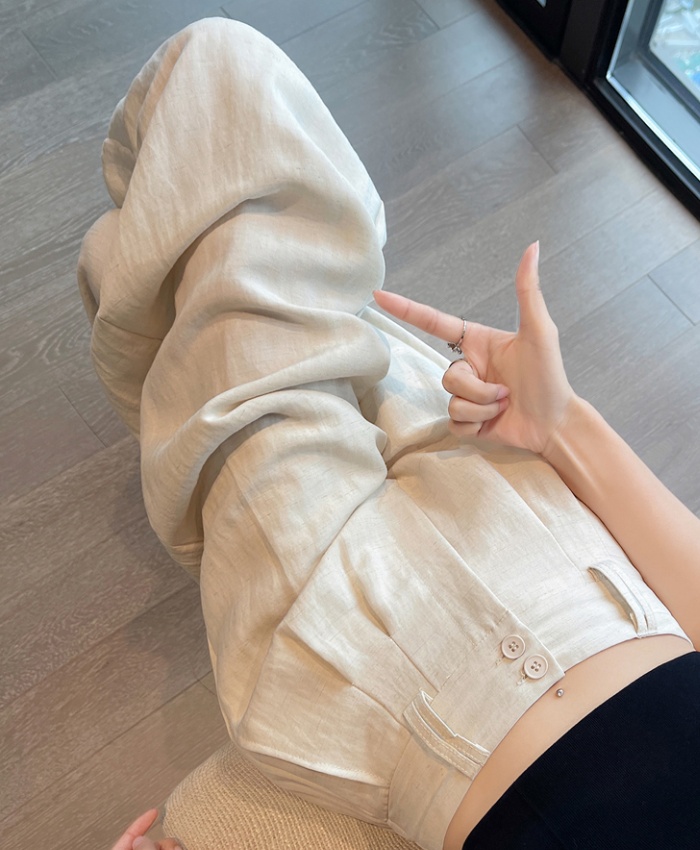Cotton linen wide leg pants suit pants for women