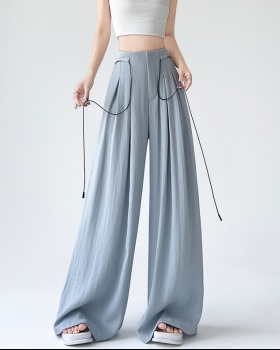Drape ice silk skirt high waist wide leg pants for women