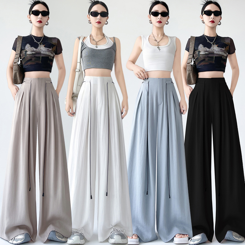 Drape ice silk skirt high waist wide leg pants for women