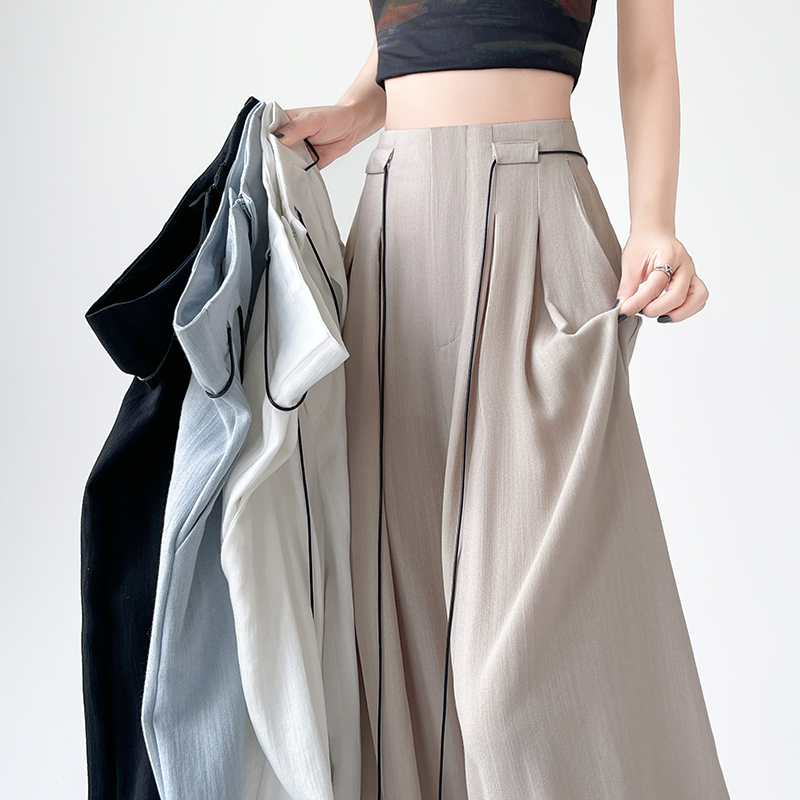 Drape ice silk skirt high waist wide leg pants for women