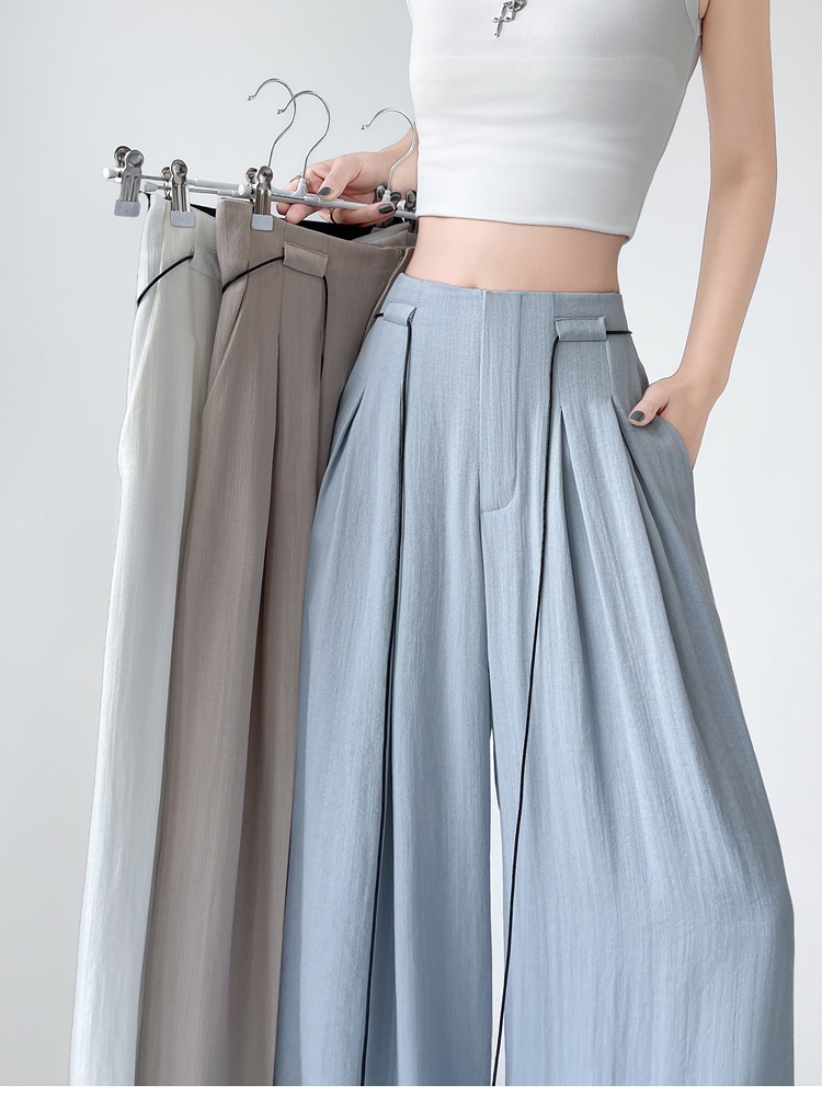 Drape ice silk skirt high waist wide leg pants for women