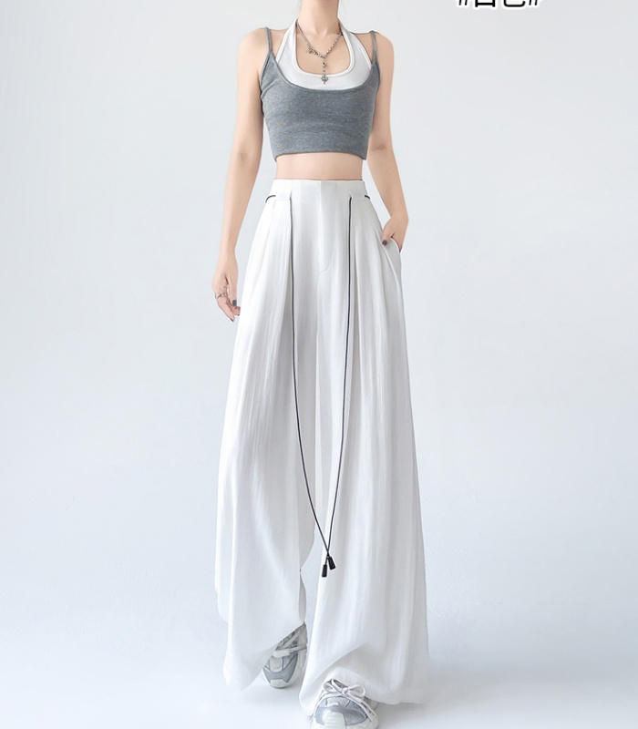 Drape ice silk skirt high waist wide leg pants for women
