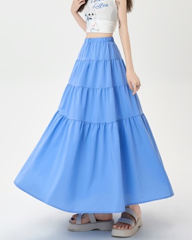 Elastic waist long dress skirt for women