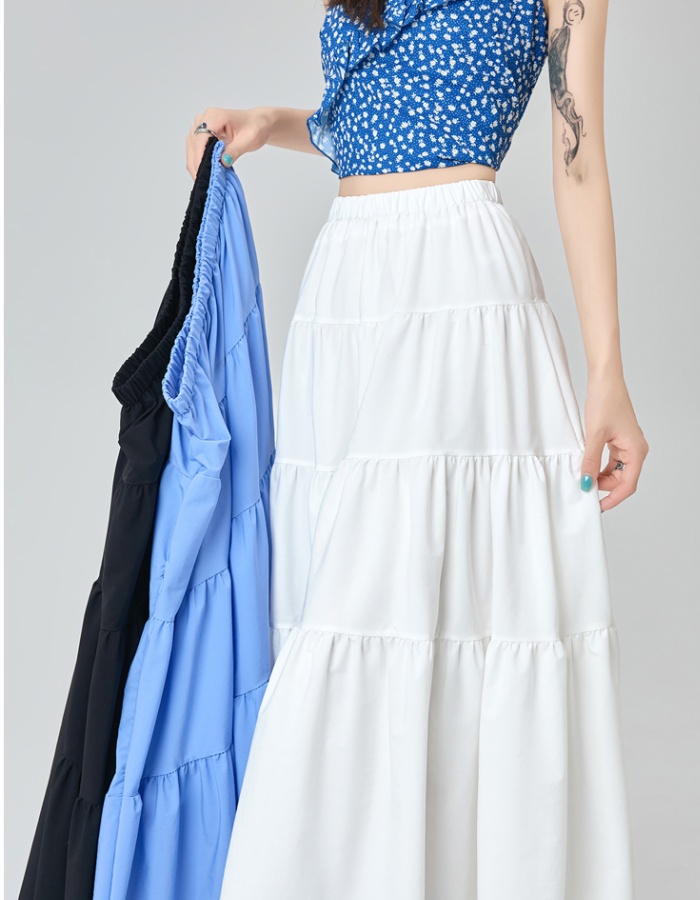 Elastic waist long dress skirt for women