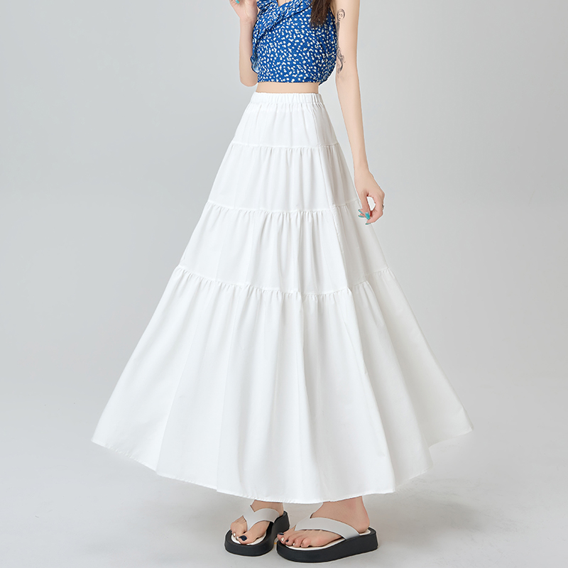 Elastic waist long dress skirt for women