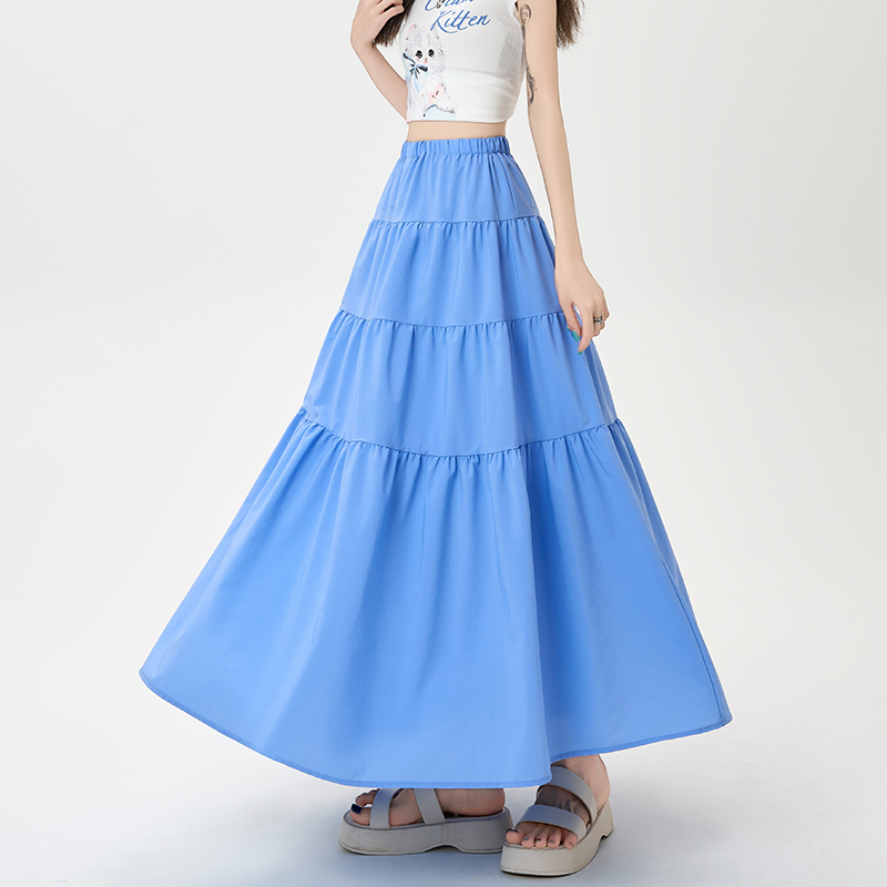 Elastic waist long dress skirt for women