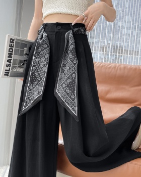 Ice silk straight pants cotton linen lazy business suit
