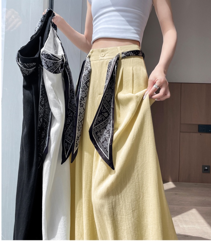 Ice silk straight pants cotton linen lazy business suit