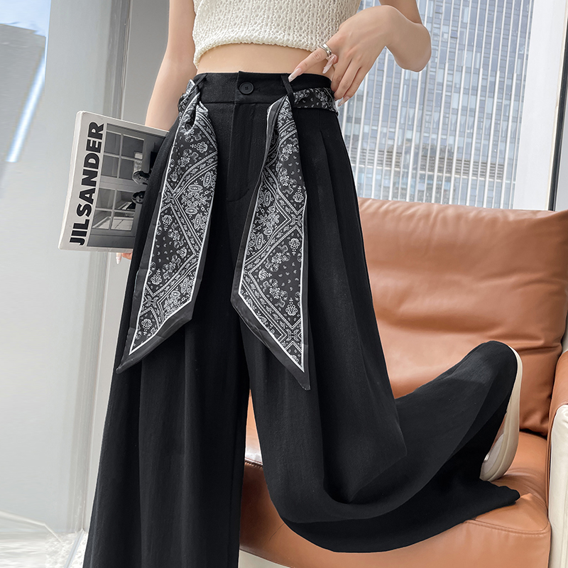 Ice silk straight pants cotton linen lazy business suit