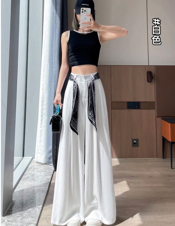 Ice silk straight pants cotton linen lazy business suit