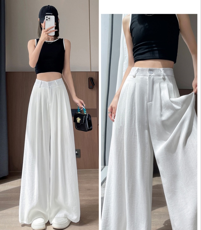 Ice silk straight pants cotton linen lazy business suit