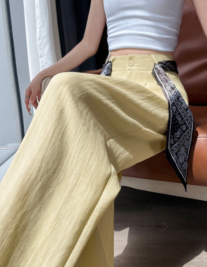 Ice silk straight pants cotton linen lazy business suit