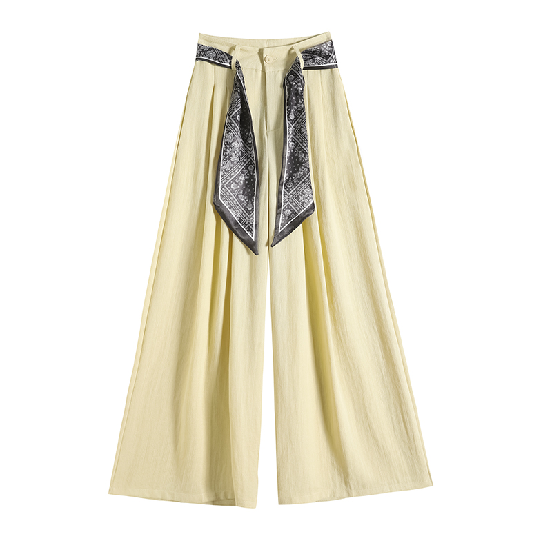 Ice silk straight pants cotton linen lazy business suit