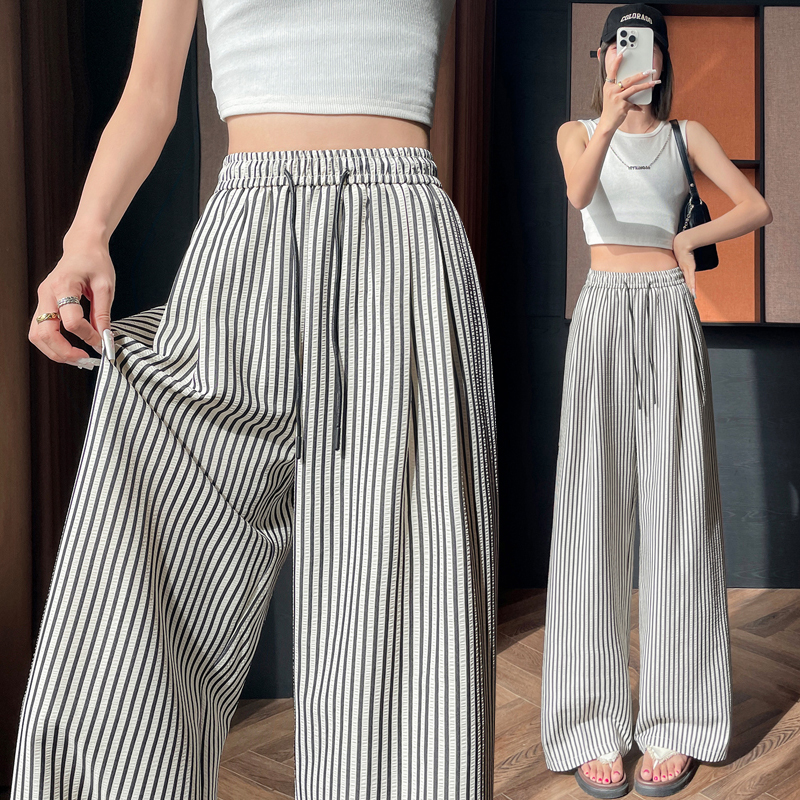 Stripe wide leg pants loose casual pants for women