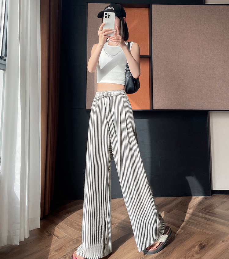 Stripe wide leg pants loose casual pants for women