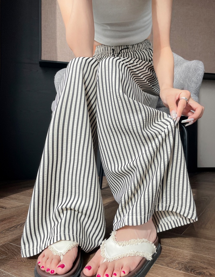 Stripe wide leg pants loose casual pants for women