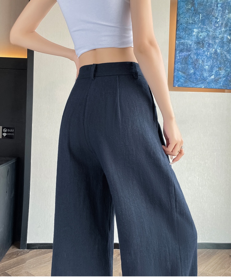 Drape summer casual pants cotton linen business suit for women