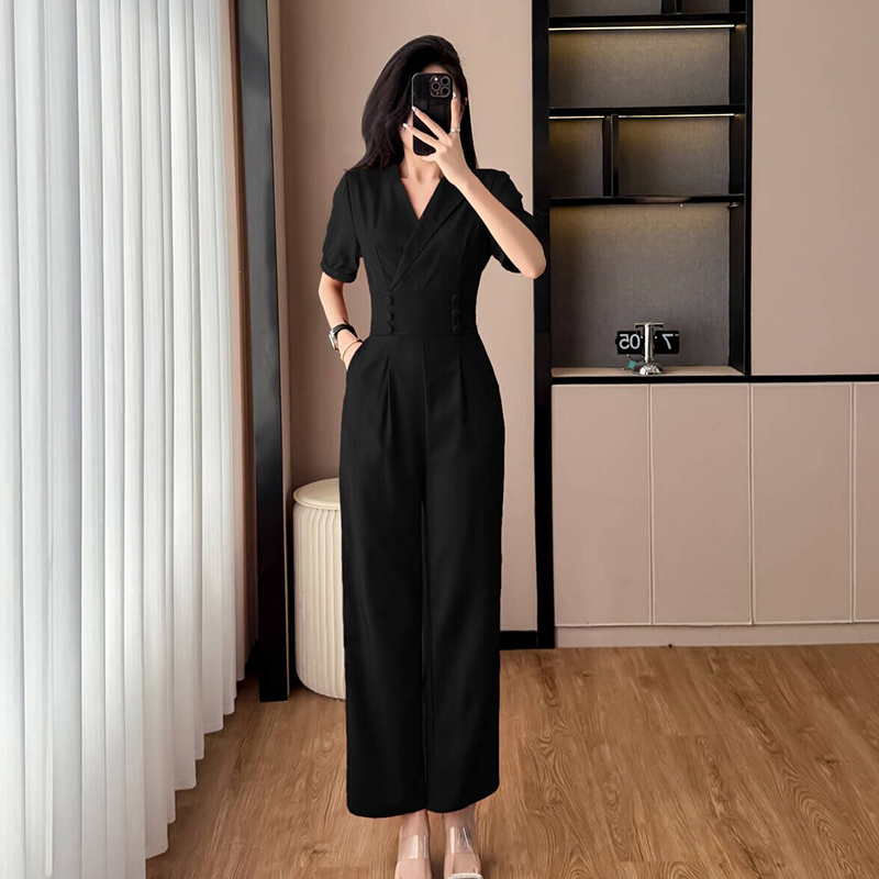 Simple pure niche slim jumpsuit