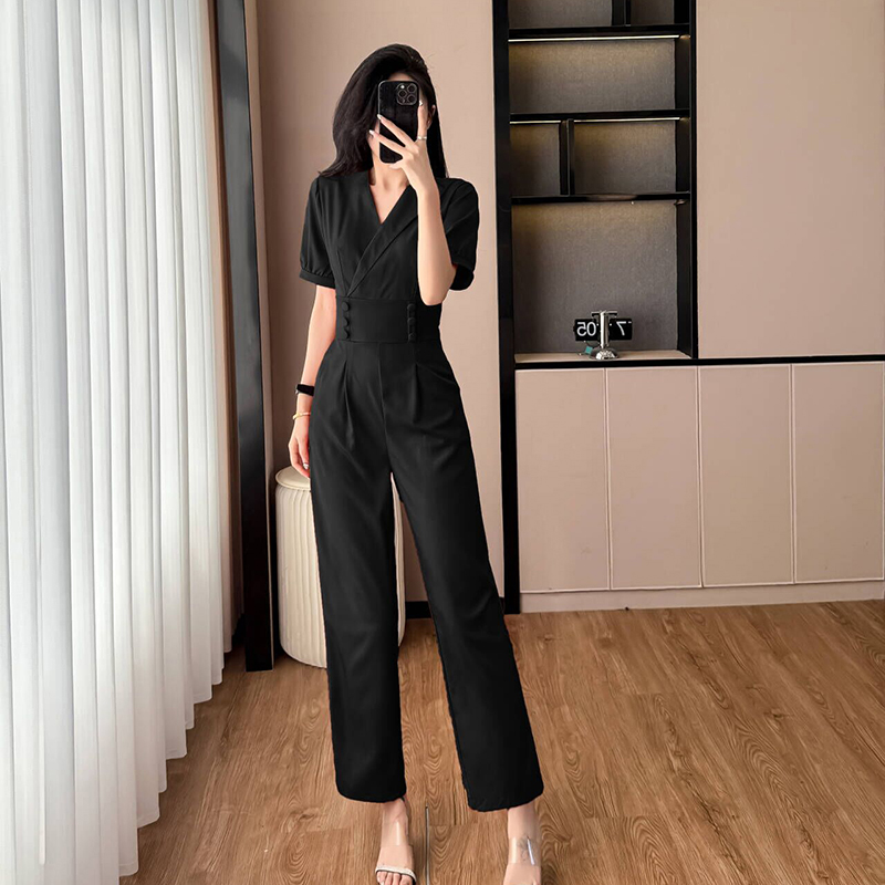 Simple pure niche slim jumpsuit