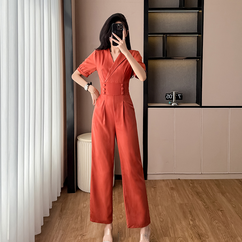Simple pure niche slim jumpsuit